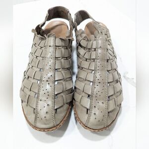 Rieker Sina Gray Cross-Knit Closed-Toe leather boot wedge 1.77'' heel 41 US 9.5